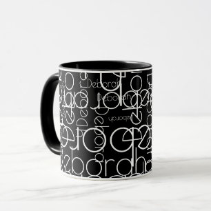 Mug Moderne Retro Thin Font Typographie b&w