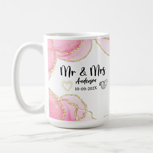 Mug Moderne rose et or M. et Mme (Gauche)