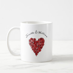 Mug Moderne Roses rouges Coeur Personnalisé