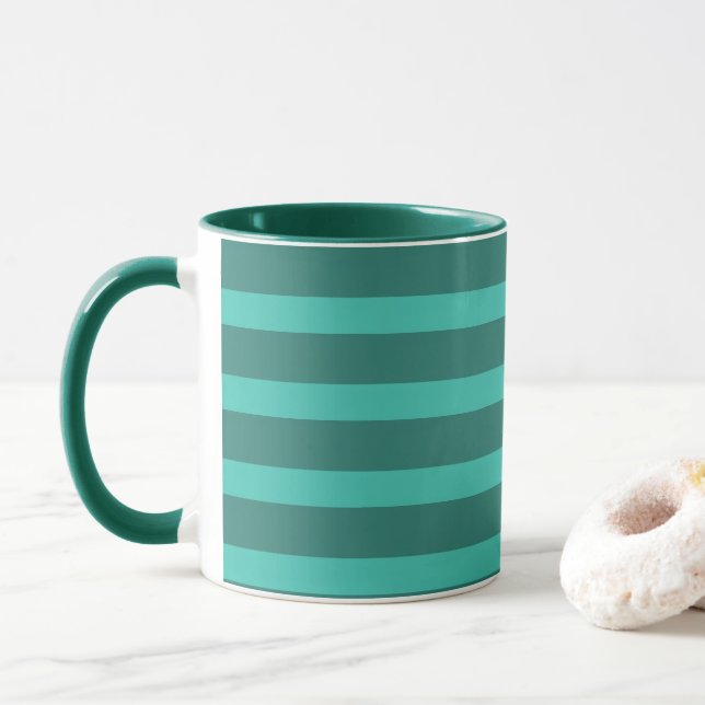 Mug Moderne Simple 2 Tone Stripe Géométrique Forêt Ver (Avec donut)