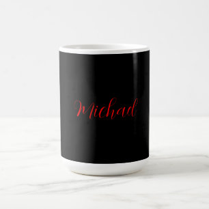 Mug Moderne simple minimaliste ajouter nom noir rouge
