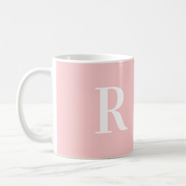 Mug Moderne simple Monogramme rose (Gauche)