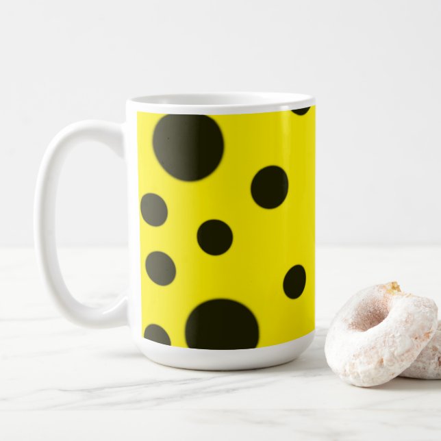Mug Moderne Simple Noir pois motif jaune point (Avec donut)