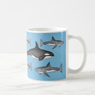 Mug Moderne Simple Océan Orques et requins mignons