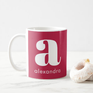 Mug Moderne Simple Rose Monogramme Première lettre Nom