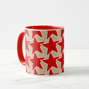Mug Moderne Star Géométrique - rouge profond et taupe