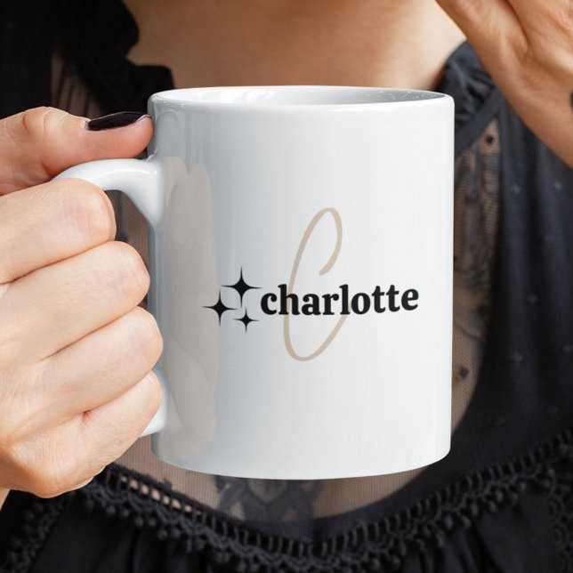 Mug Moderne tendance Monogramme élégant Initiale & Nom (Créateur téléchargé)