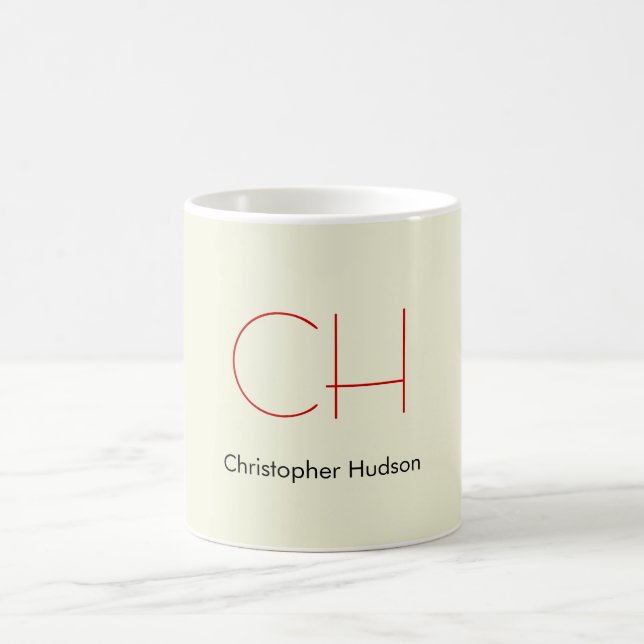 Mug Moderne tendance Monogramme Rouge Beige (Centre)