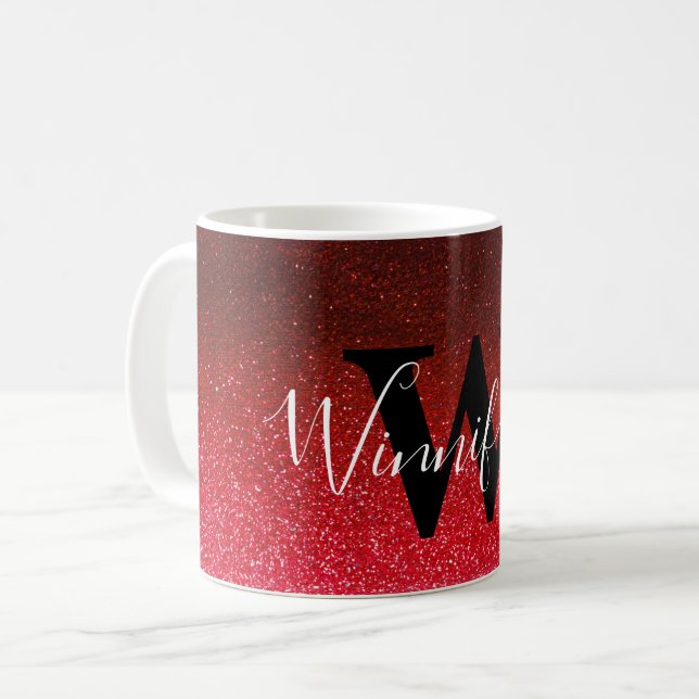 Mug Moderne tendance simple Monogramme Parties scintil (Devant gauche)