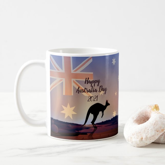 Mug Modifier le drapeau texte Kangaroo Australia Day (Avec donut)