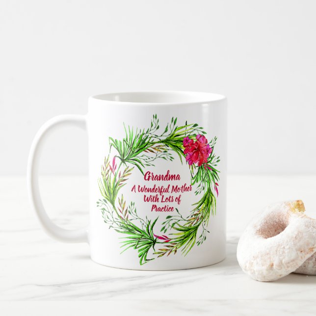 Mug Modifier le nom Ajouter le texte Grand-mère rose F (Avec donut)
