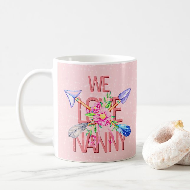 Mug Modifier le nom du texte Flèches Boho Fleurs We Lo (Avec donut)