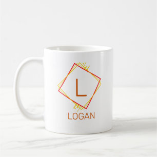 Mug Modifier le nom initial Ajouter le nom Carrés roug