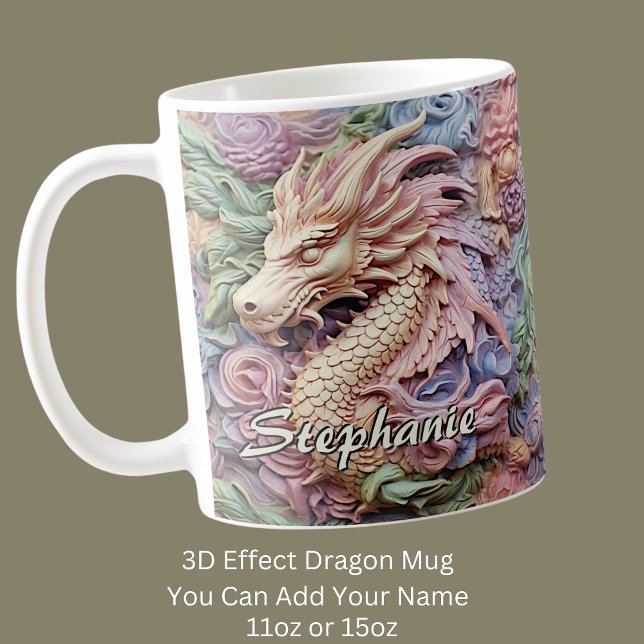 Mug Modifier le nom, Soft Pastels 3D Effet Dragon (Créateur téléchargé)