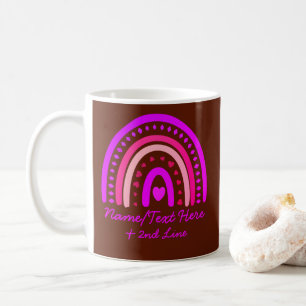 Mug Modifier le texte Ajouter le nom Boho Rainbow Hear