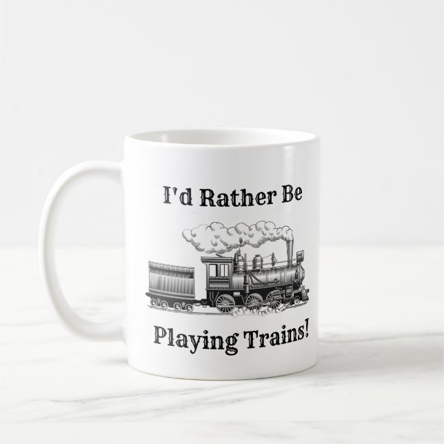 Mug Modifier le texte Je préfère jouer Trains Railroad (Gauche)