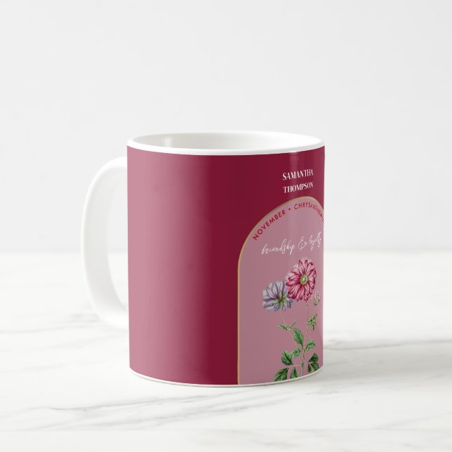 Mug Mois Fleur de naissance sur mesure Novembre Chrysa (Devant gauche)