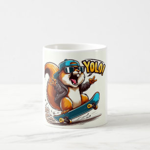 Mug mok branché avec hamster sur skateboard