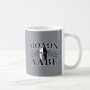 Mug Molon Labe Casque guerrier spartiate 5 étoiles B&W
