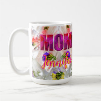 Mug 'Mom-Boss-Fire' – Diseño floral en cubos 