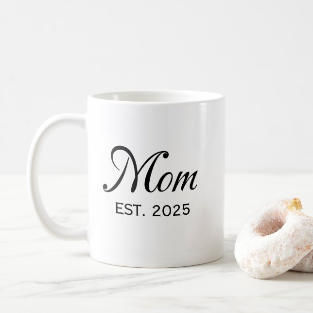 Mug Mom Established New Mom Gift Personalized Est (Avec donut)