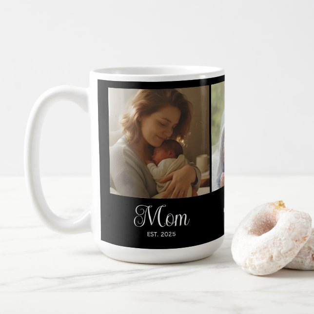 Mug Mom Established Script Black 3 Photo (Avec donut)
