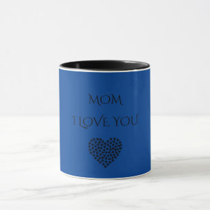 Mug 'MOM' JE VOUS AIME coeur bleu/noir deux tongs.