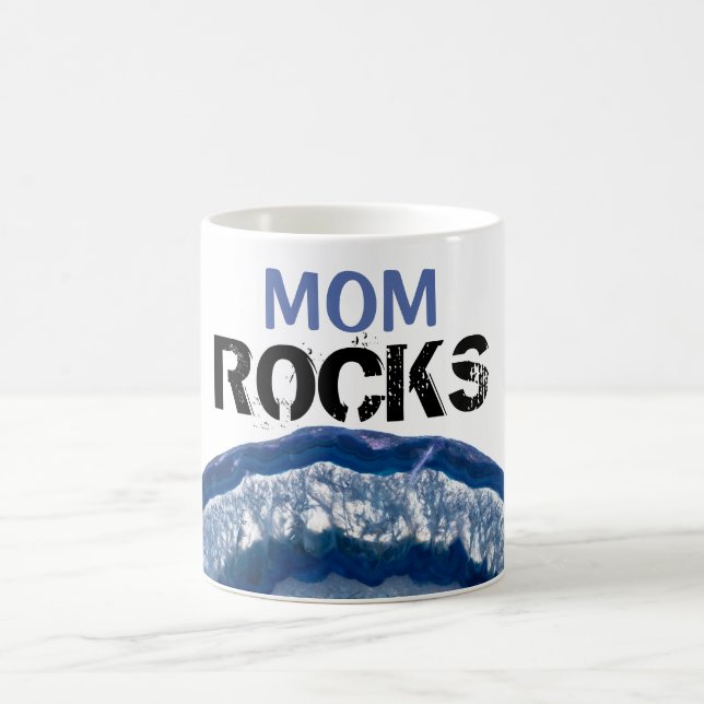 Mug *~* MOM ROCKS Crystal Geode Lapidary Blue Agate (Centre)