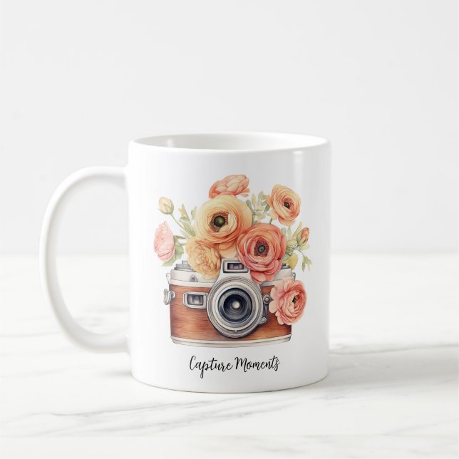 Mug Moments de capture pour photographes avec fleurs (Gauche)