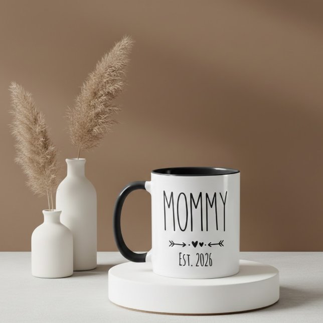 Mug Mommy Est 2026 Pregnancy Minimalist Personalized  (Créateur téléchargé)