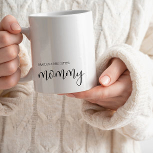 Mug Mommy Modern Chic Script Enfants Noms Fête des mèr