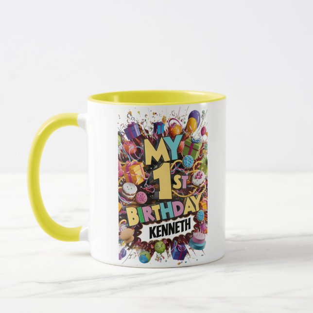 Mug Mon 1Er Anniversaire Gâteau Et Ballons (Gauche)