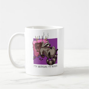 Mug Mon anniversaire Mes règles Gâteau Manger Raccoon 