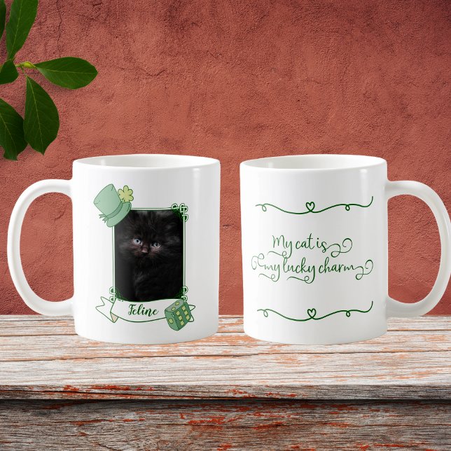 Mug Mon chat est mon cadre vert de charme avec photo (Créateur téléchargé)