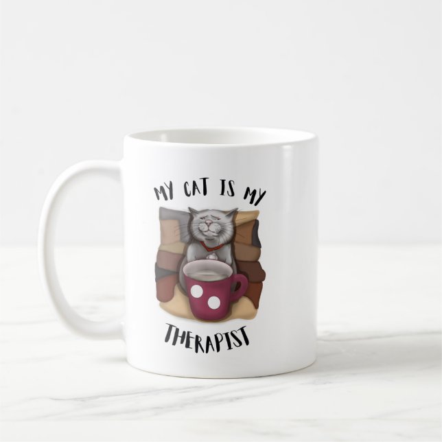 Mug Mon chat est Mon Thérapeute. Café (Gauche)
