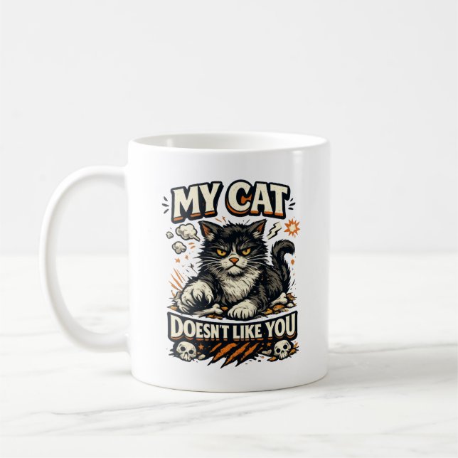 Mug Mon Chat Ne T'Aime Pas Rétro (Gauche)