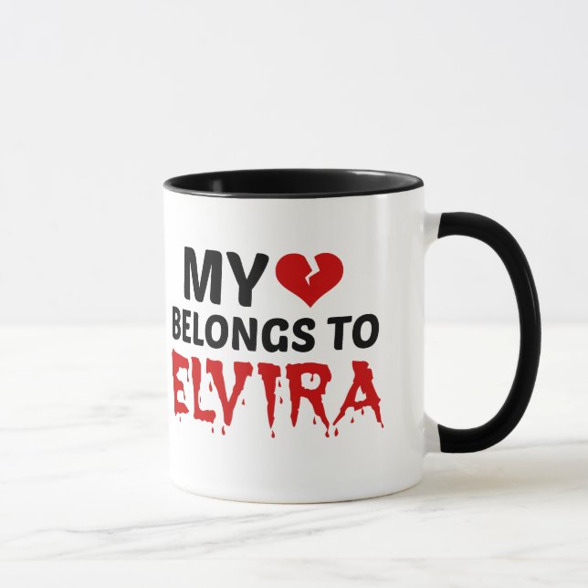 Mug Mon coeur appartient à Elvira (Droite)