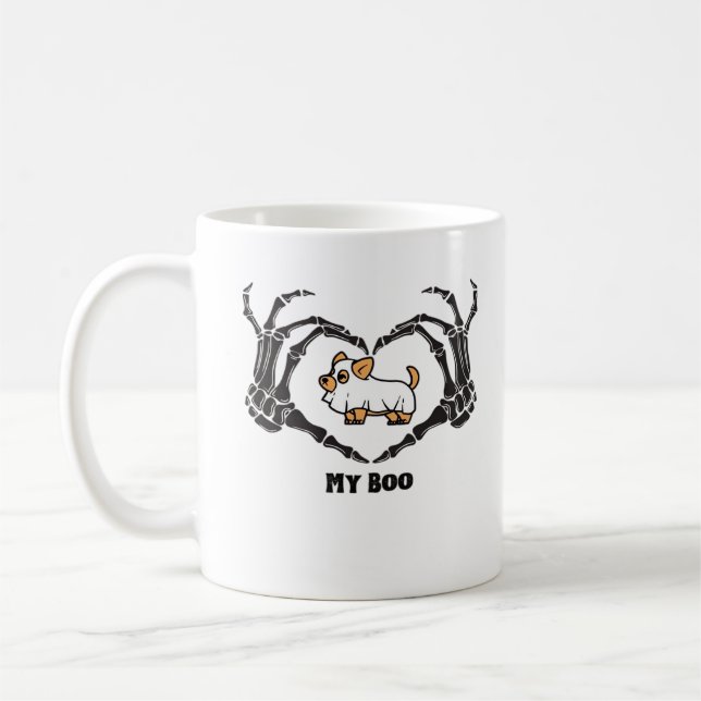 Mug Mon Costume Boo Chihuahua Avec Mains Coeurs Squele (Gauche)