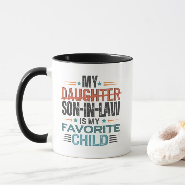 Mug Mon gendre est mon enfant préféré, fille de rempla (Avec donut)