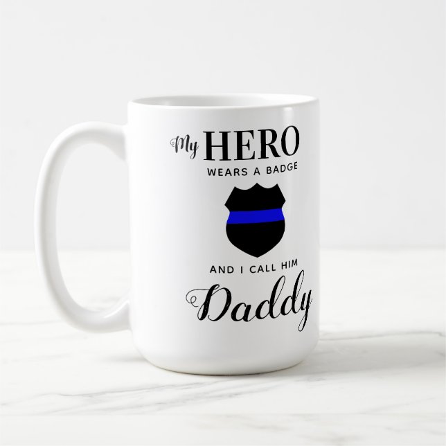 Mug Mon Héros Porte Un Badge Papa Fête des pères Photo (Gauche)