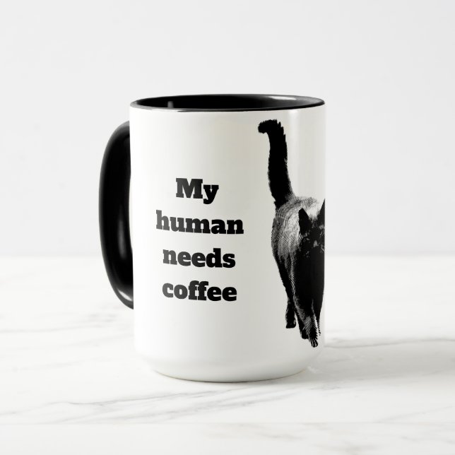 Mug Mon humain a besoin de café à cause de moi citatio (Devant gauche)