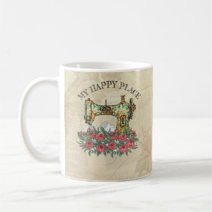 Mug Mon Joyeux Endroit, Machine À Coudre Avec Roses