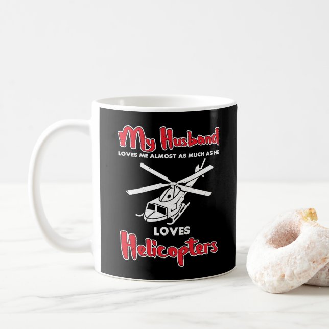 Mug Mon Mari Aime Les Hélicoptères Pilotes Drôle (Avec donut)