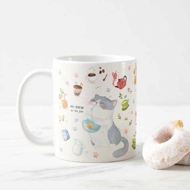 Mug Mon pain de chat du jour (Avec donut)