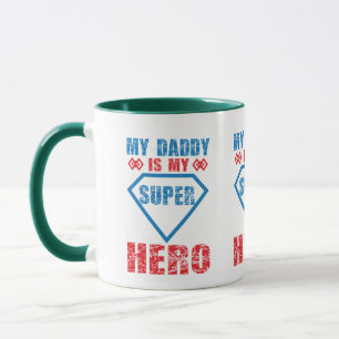 Mug Mon papa est mon super héros triple design pour pa