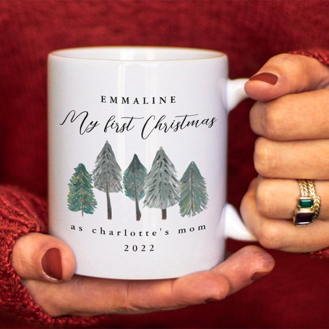 Mug Mon premier Noël en maman Photo Pine Trees (Créateur téléchargé)