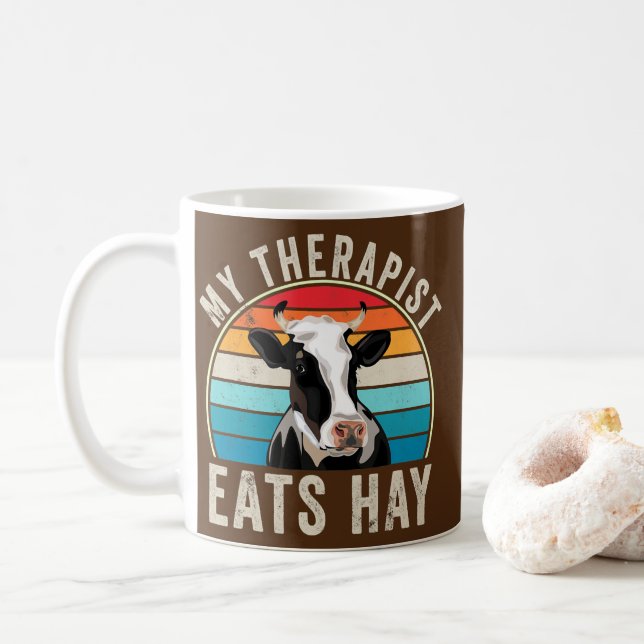 Mug Mon Thérapeute Mange Du Poil Drôle Amateur De Vach (Avec donut)