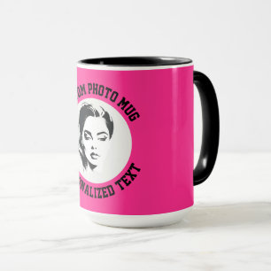 Mug Mon visage sur un grand combo personnalisé rose fr