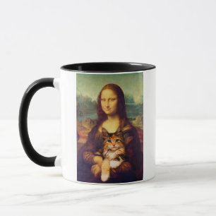 Mug Mona Lisa tenant son animal de compagnie Léonard d