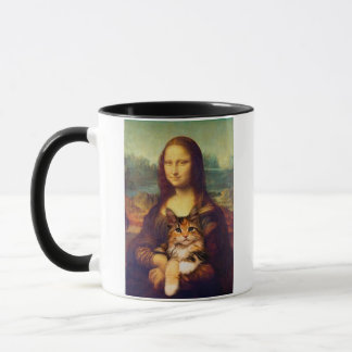 Mug Mona Lisa tenant son animal de compagnie Léonard d